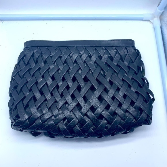 Balenciaga Handbags - BALENCIAGA made in Paris black woven leather vintage clutch bag